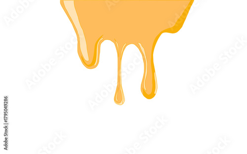 Melting cheese drip background. Smooth cheddar sauce pattern. Minimal liquid dairy splash texture for food design. Tasty snack topping abstract illustration wallpaper.