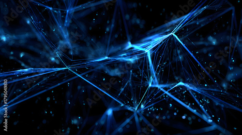 Abstract Blue Wireframe Network Lights
