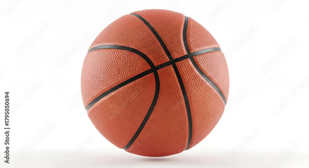 Fototapeta premium A detailed close up studio shot of a classic orange basketball isolated on a clean white background