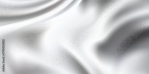Silver foil background with metal mirror texture. Chrome gradient surface with light gloss. Vector aluminum grey sheet with reflection. Modern curve trendy design