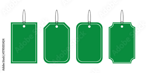 Set of price tag. Sale and New Label collection set in green color