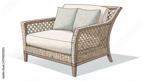 Relax in style with this stunning wicker armchair, perfect for creating a cozy and inviting living space with a touch of elegant, modern design