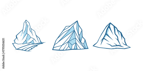 Frozen Glacier Rock, Iceberg, Vector 