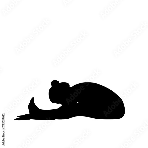 Restorative Yoga Silhouette Female Performing Seated Forward Bend Pose Paschimottanasana