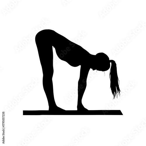 Strong Woman Silhouette in Utkatasana Chair Pose Yoga Fitness Exercise