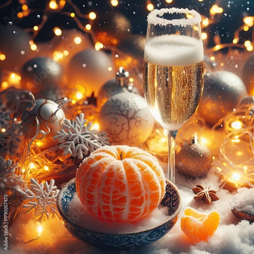 Christmas tree with candles and gifts,  celebration