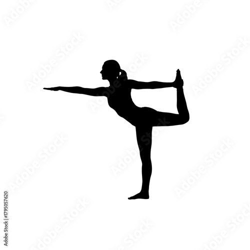 Elegant Woman Silhouette Performing Natarajasana Lord of the Dance Pose Advanced Yoga