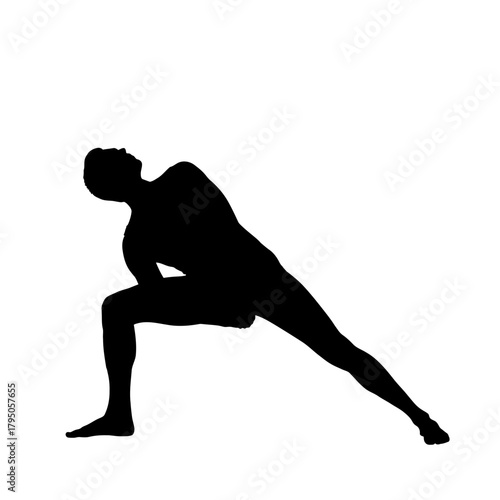 Clear Silhouette Man Holding Utthita Parsvakonasana Extended Side Angle Pose Yoga