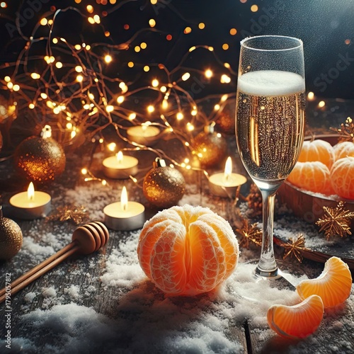 Christmas tree with candles and gifts,  celebration