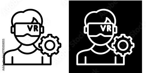 Virtual Reality  Icon Set White Style Collection