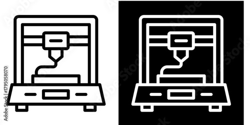 3D Printing  Icon Set White Style Collection