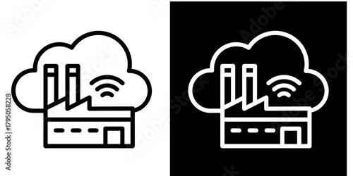 Cloud Manufacturing  Icon Set White Style Collection