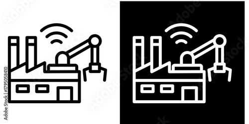 Smart Manufacturing  Icon Set White Style Collection