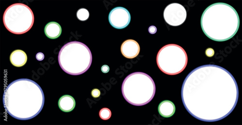 Colorful Dynamic Circular Waveforms Against a Dark Atmospheric Background: A Modern Futuristic Hi-Technology Illustration in Vector Style