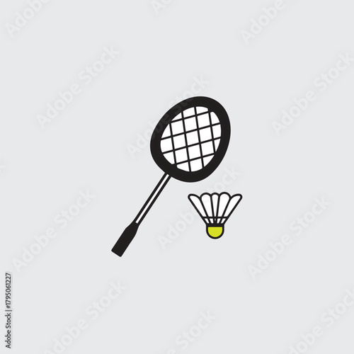 Badminton racket and shuttlecock isolated on a white background
