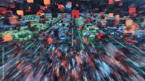 Concept of digital cleanup showing files being deleted, symbolizing data decluttering, digital waste management, and freeing up storage space in modern computing environments