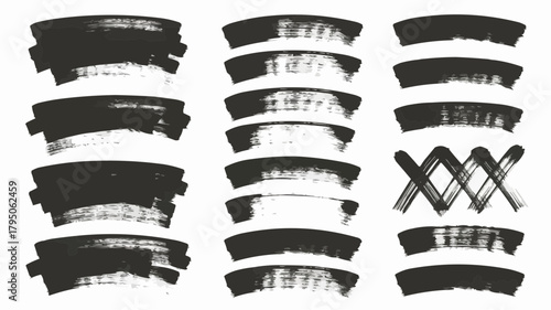 Ink Brush Stroke Embellishments:  A collection of bold, expressive brush strokes, showcasing various ink textures and styles, perfect for adding artistic flair to any project.