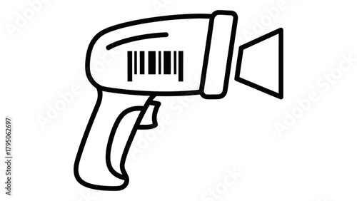 Barcode scanner device icon for retail, logistics, and inventory management systems. Vector