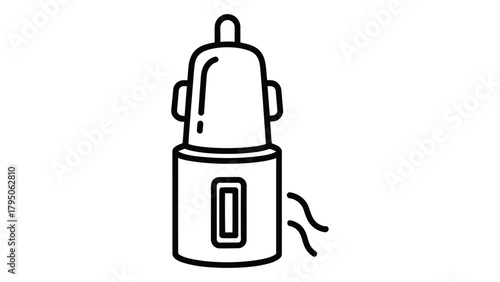 Line icon of a car charger with a usb port, providing power for mobile devices in vehicles. Vector