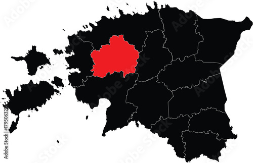 Vector Map of Rapla County on Estonia Map