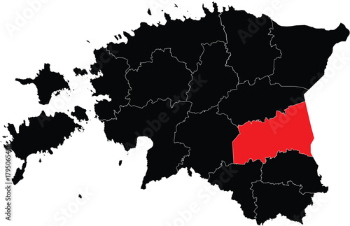 Vector Map of Tartu County on Estonia Map