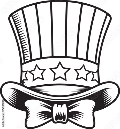 Patriotic Uncle Sam Hat Vector Illustration for Fourth of July