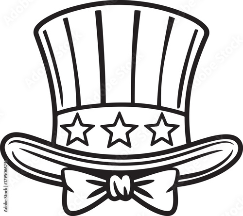 Patriotic Uncle Sam Hat Vector Illustration for Fourth of July