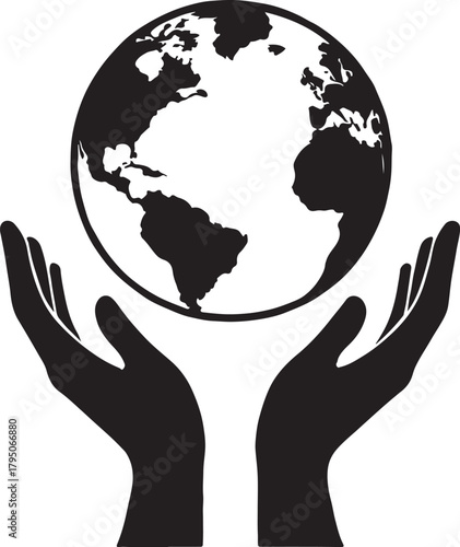 Hands cradling the globe symbolizing care, protection, and global responsibility.