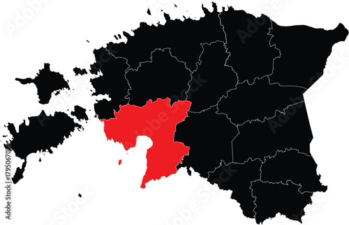 Vector Map of Parnu County in Estonia Map