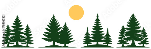 Set of green pine and fir trees isolated for Christmas, winter, or forest holiday illustration, set of green trees isolated, tree, forest, trees, pine, christmas tree, vector.