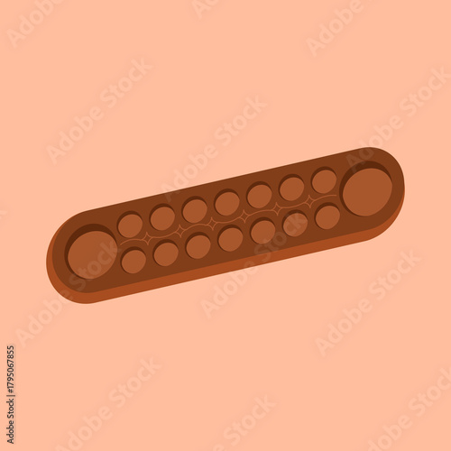 vector illustration of malay's traditional wooden congkak