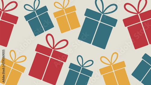 Festive gift pattern for joyous celebrations, perfect for holidays and special occasions, adding a touch of colorful cheer and excitement.