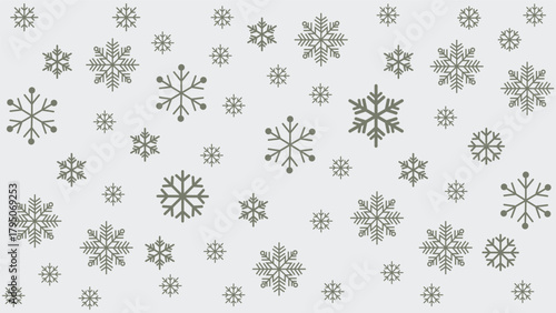 Minimalist winter background featuring falling blue snowflakes on a white backdrop. Perfect for Christmas cards, seasonal greetings, holiday banners, and festive digital or print designs.