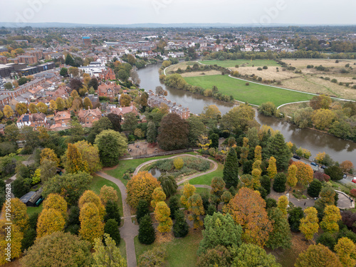 Принти на полотні Grosvenor Park with the River Dee and the meadows in the background, Chester, Ch