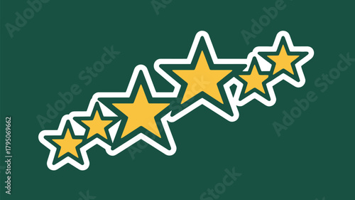 Reach for the stars and achieve your goals, perfect for success stories, ratings, and more with these golden stars against a green background!