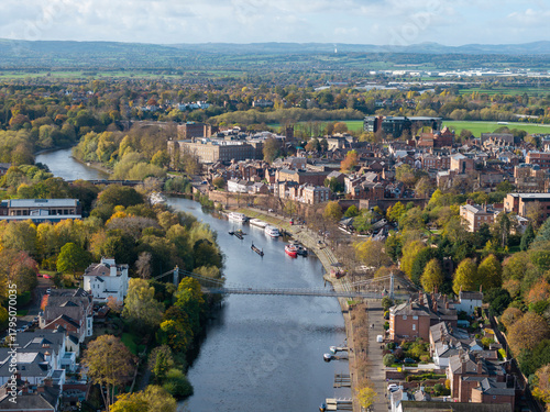 Fotografie River Dee, city and surrounding area, Chester, Cheshire, England