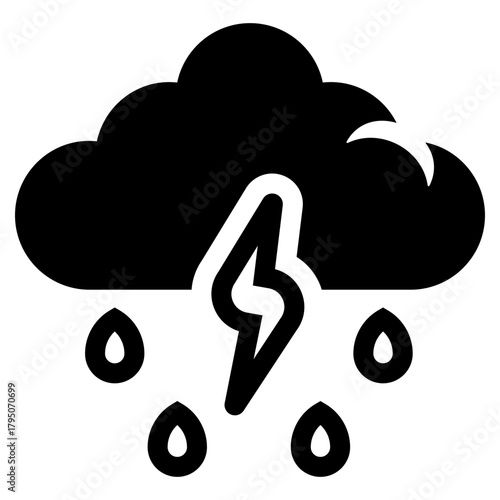 storm weather with lightning cloud and rain icon