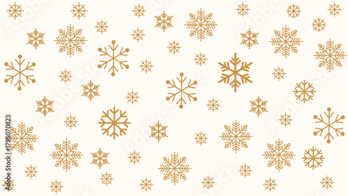 Gold snowflakes border on a white background, perfect for elegant winter, Christmas, or holiday-themed stock photography and festive greeting card designs.