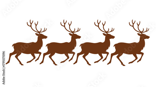 Charming reindeer silhouette pattern for festive holiday designs or winter promotions, adding a touch of rustic elegance and Christmas spirit