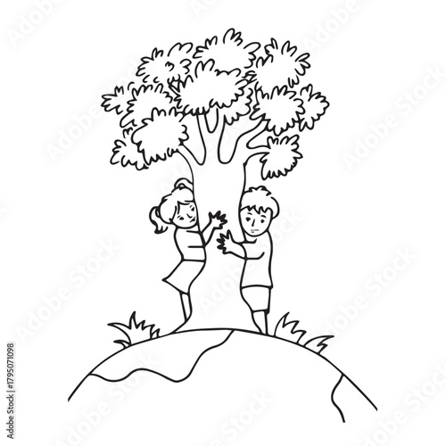 girl boy on the tree