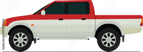 Twin cabin pickup truck flat side view