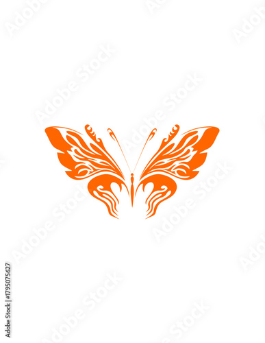 Butterfly icon vector on white background. Butterfly orange silhouette. Beautiful insect. Vector AI