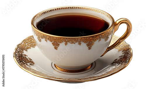 Wallpaper Mural Elegant porcelain tea cup with golden details isolated on transparent background Torontodigital.ca