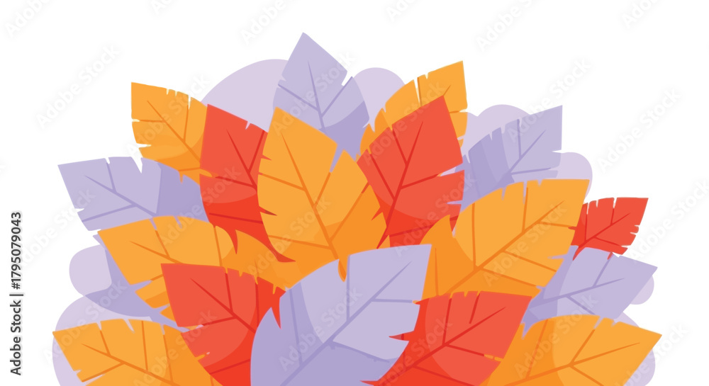 Fototapeta premium Vibrant Autumn Leaves Cluster Graphic Illustration of Fall Foliage Colors