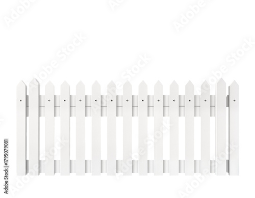 White Picket Fence Cutout on Transparent Background