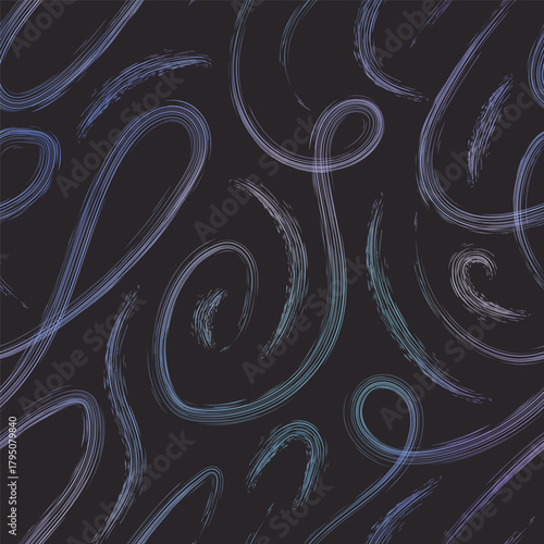 Gradient Doodles on Black Seamless Pattern
