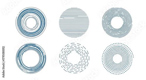 Abstract Circular Designs A Set of Geometric Blue Iconographic Elements for Creative Projects