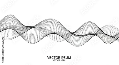 Abstract flowing sound wave visualization in black and white, depicting dynamic digital data stream or technological concept with modern aesthetic