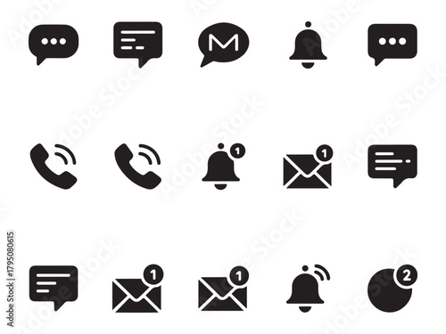 UI/UX Communication Icon Set – Contact Book Address Phone User