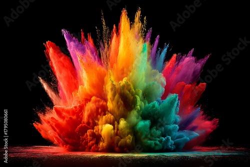 Holi, festival color dust eruption abstract design bright pigment high resolution photo